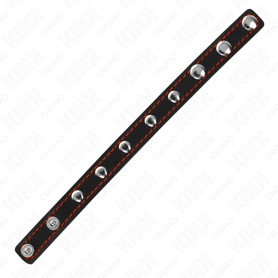 KINK - ANEL DE COURO PARA PÊNIS COM FECHO DE PRESSÃO FORRO VERMELHO 21 X 1,5 CM - Image 4