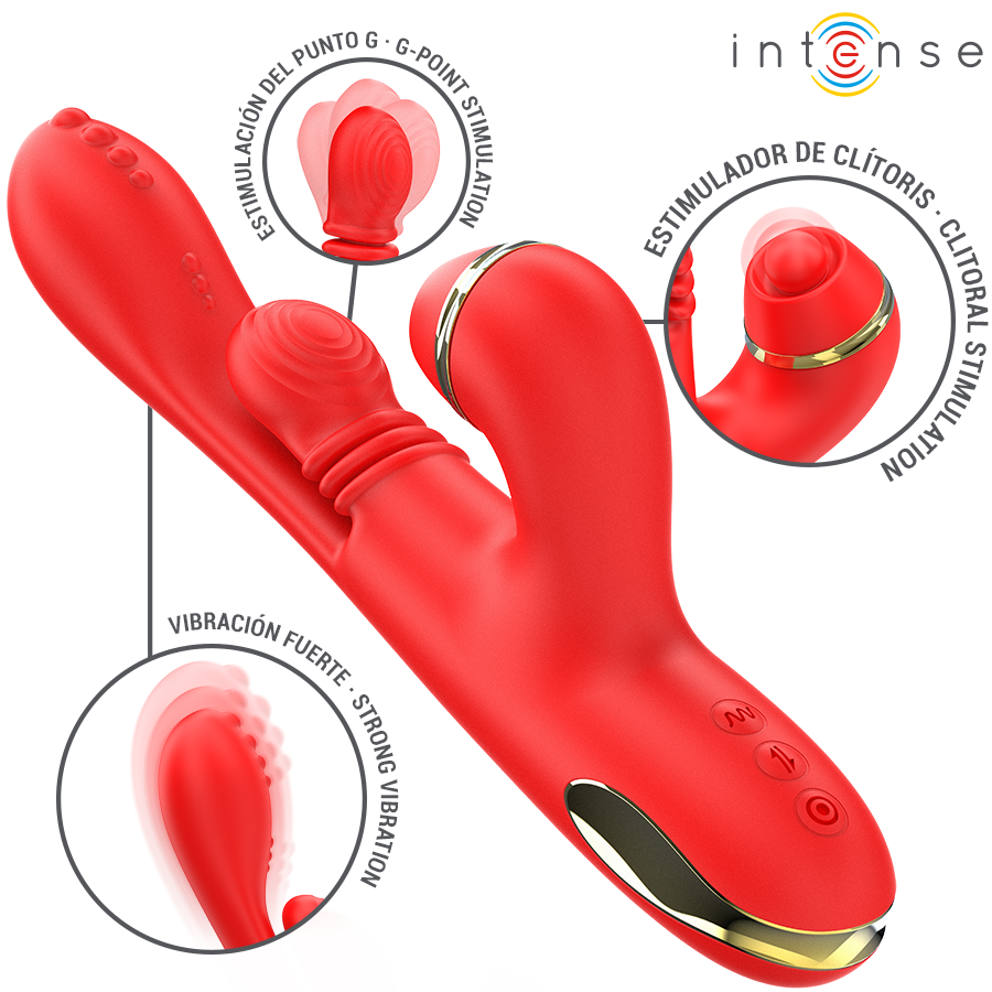 INTENSE - ESTIMULADOR DE CLITÓRIS MULTIFUNCIONAL KATY 4 CABEÇAS INTERCAMBIÁVEIS VERMELHO - Image 4