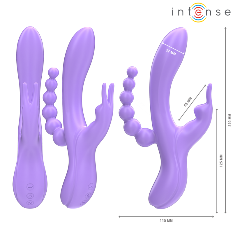 INTENSE - MIKO TRIPLO VIBRADOR COELHO ESTIMULADOR ANAL 7 VIBRAÇÕES ROXO - Image 3