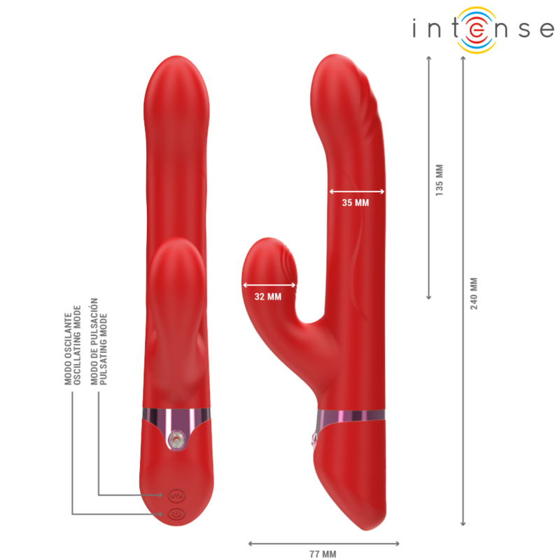 INTENSE - LELE VIBRADOR MULTIFUNCIONAL ROTATIVO OSCILAÇÃO ESTIMULAÇÃO VERMELHO - Image 3