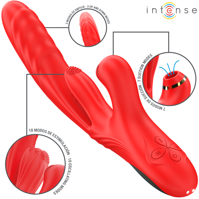 INTENSE - VIBRADOR MULTIFUNCIONAL KAROL THRUST STIMULATION ONDAS ESTIMULANTES VERMELHO - Image 2