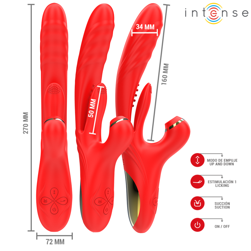 INTENSE - VIBRADOR MULTIFUNCIONAL KAROL THRUST STIMULATION ONDAS ESTIMULANTES VERMELHO - Image 3