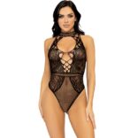 LEG AVENUE - BODY HALTER DE REDE E RENDA COM DECOTE DE FECHADURA TAMANHO ÚNICO