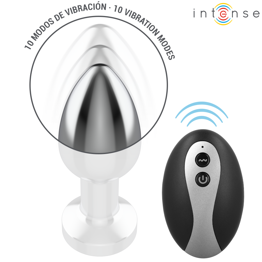 INTENSE - PLUG ANAL DE METAL VIBRANTE COM LUZES LED E CONTROLE REMOTO - TAMANHO M - Image 4