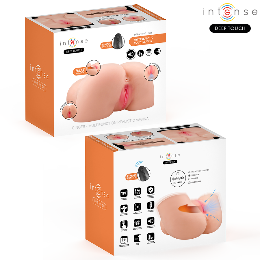 INTENSE DEEP TOUCH - MASTURBADOR VAGINAL GINGER COM EFEITOS DE SUCÇÃO, CALOR, VIBRAÇÃO E VOZ, COM CONTROLE REMOTO, 5,3 KG - Image 3