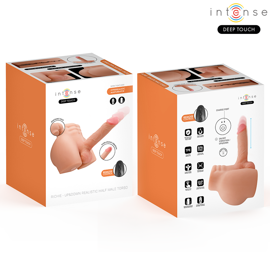 INTENSE DEEP TOUCH - TORSO RICHIE COM ÂNUS E DILDO REALISTA COM FUNÇÃO DE EMPURRAR E VIBRAR, CONTROLE REMOTO, 4,7 KG - Image 3