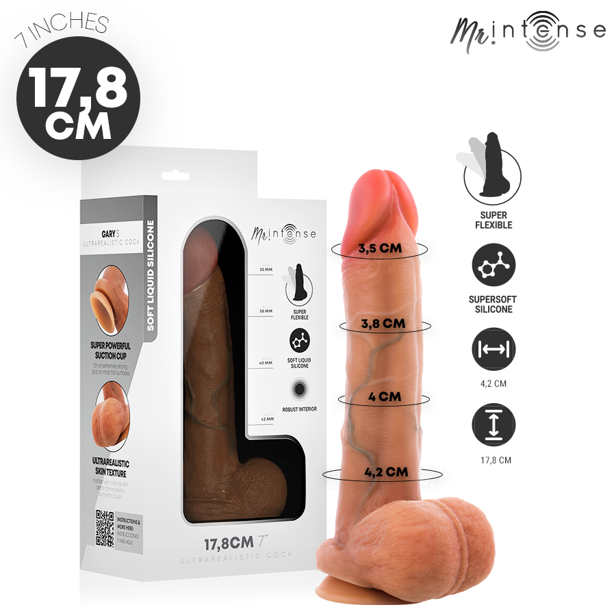 MR INTENSE - PÊNIS DE SILICONE ULTRARREALISTA DE GARY COM TESTÍCULOS, 17,8 CM - Ø - 4,2 CM