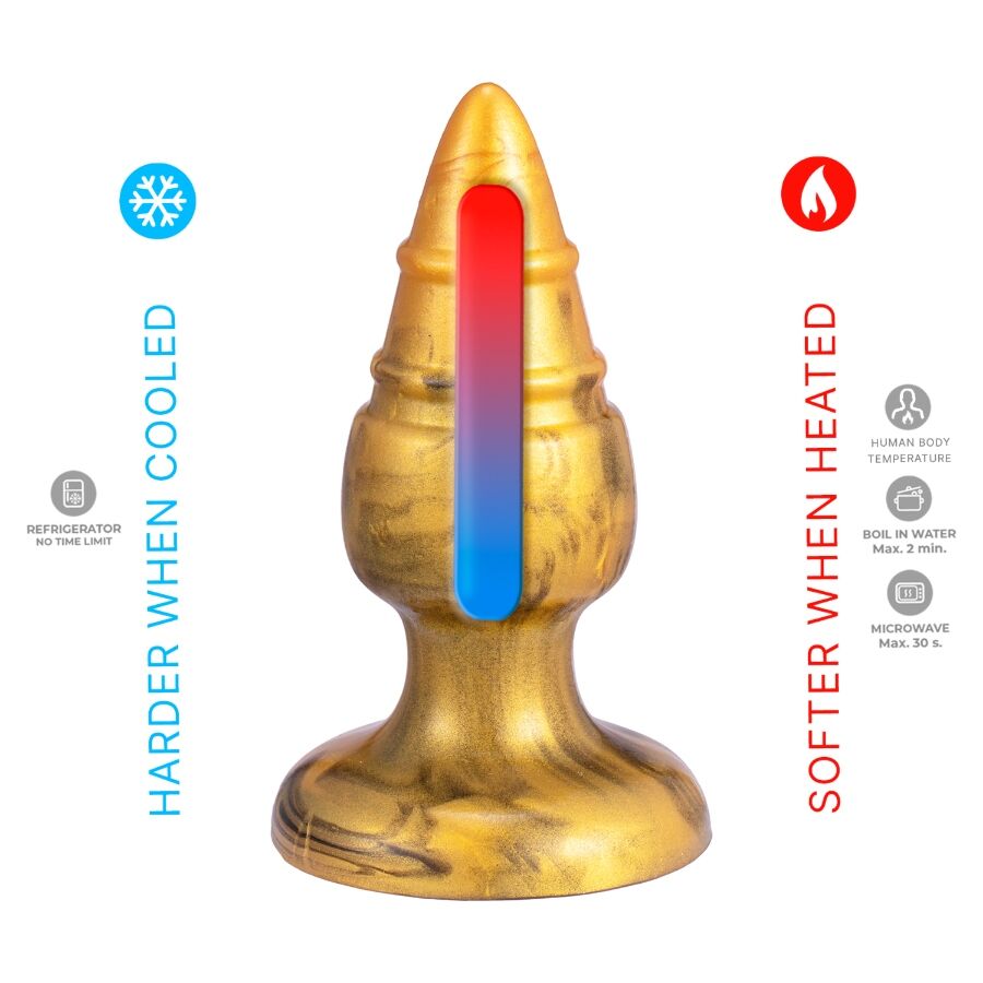 SILEXD - GOLDY PLUG ANAL FANTASY DE SILICONE LÍQUIDO TERMOREATIVO DOURADO 9,2 CM - Image 5