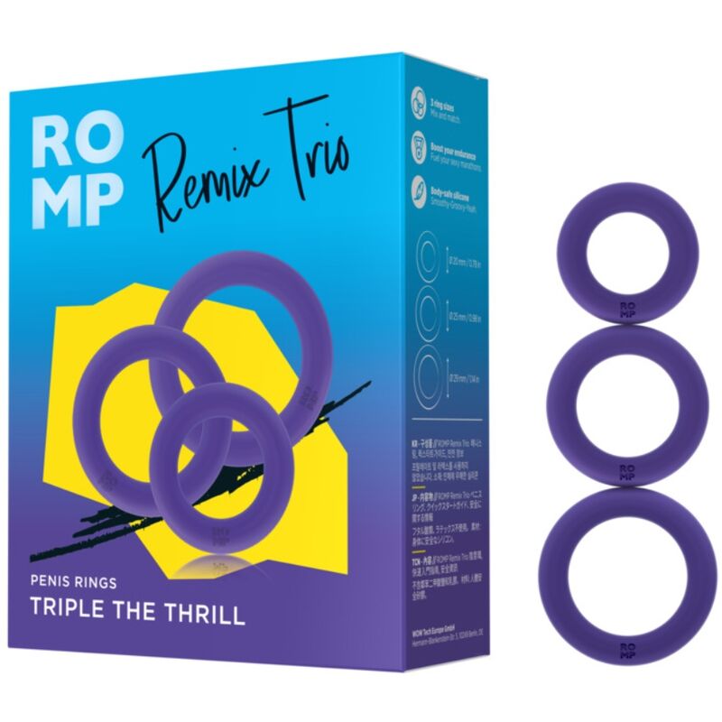 ROMP - REMIX TRIO CONJUNTO DE 3 ANÉIS PENIANOS DE SILICONE ROXOS - Image 5