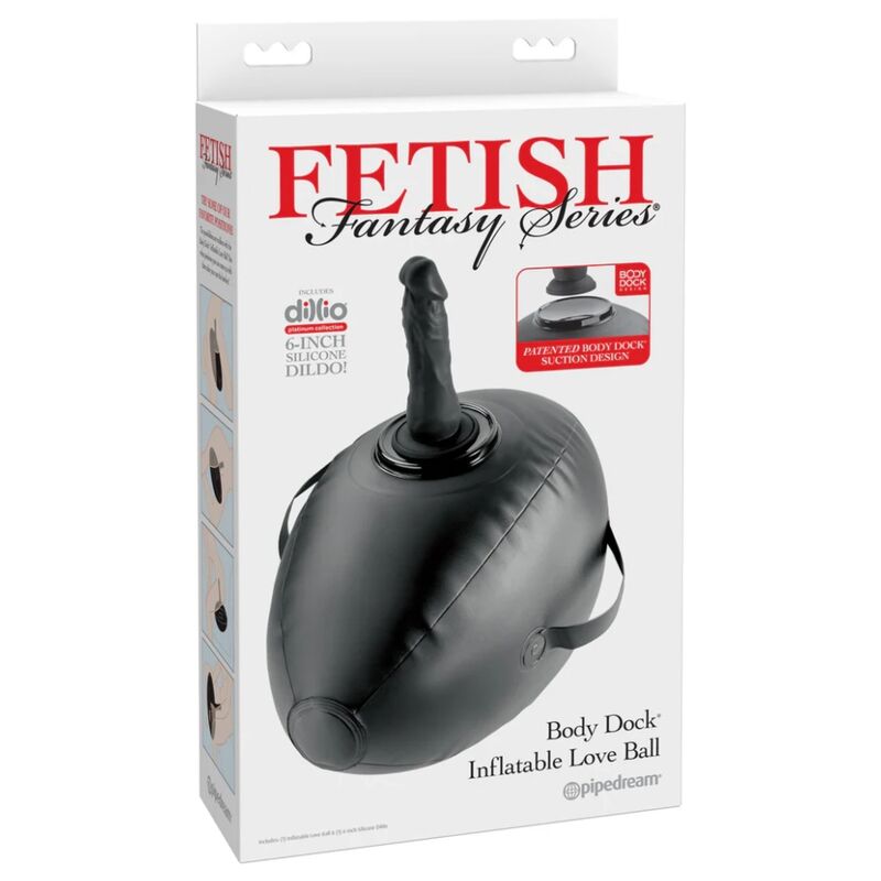 FETISH FANTASY SERIES - BODY DOCK BOLA DE AMOR INFLÁVEL COM DILDO PRETA 41,9 CM