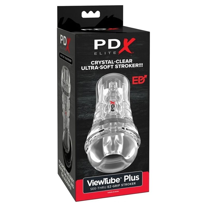 PDX ELITE - VIEWTUBE PLUS STROKER TRANSPARENTE COM ADERÊNCIA FÁCIL E VERSÁTIL 21 CM