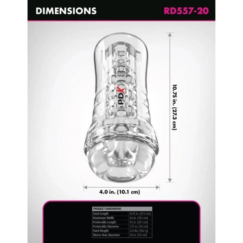 PDX ELITE - VIEWTUBE PLUS STROKER TRANSPARENTE COM ADERÊNCIA FÁCIL E VERSÁTIL 21 CM - Image 4
