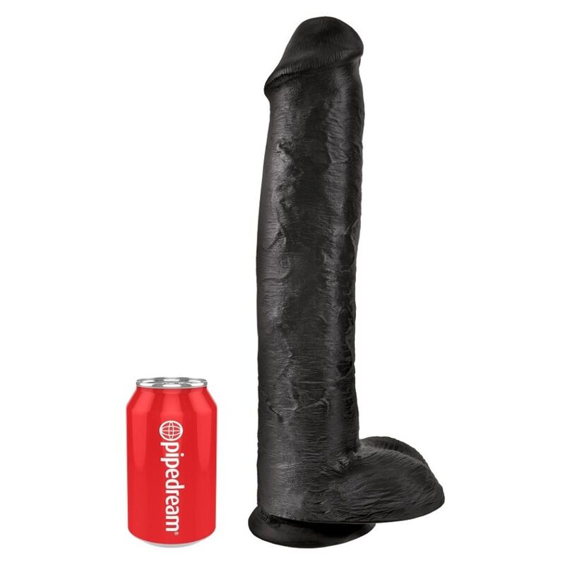 KING COCK - DILDO REALISTA COM TESTÍCULOS 38 CM PRETO