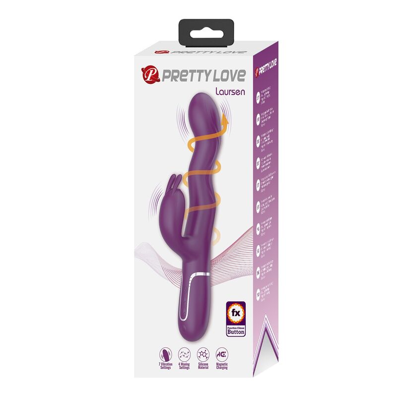 PRETTY LOVE - VIBRADOR LOURSEN RABBIT COM MOVIMENTO DE IMPULSO E 7 VIBRAÇÕES, RECARREGÁVEL VIA USB, ROXO - Image 3