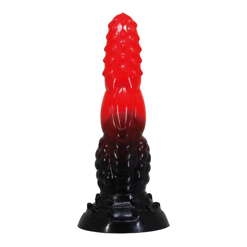 POWER MONSTERS - DILDO DE FANTASIA DRAGÃO DE FOGO COM VENTOSA 24,5 CM Ø 5,8 CM VERMELHO E PRETO - Image 3