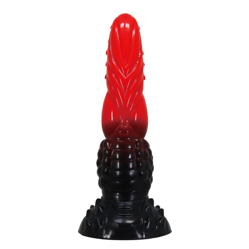 POWER MONSTERS - DILDO DE FANTASIA DRAGÃO DE FOGO COM VENTOSA 24,5 CM Ø 5,8 CM VERMELHO E PRETO