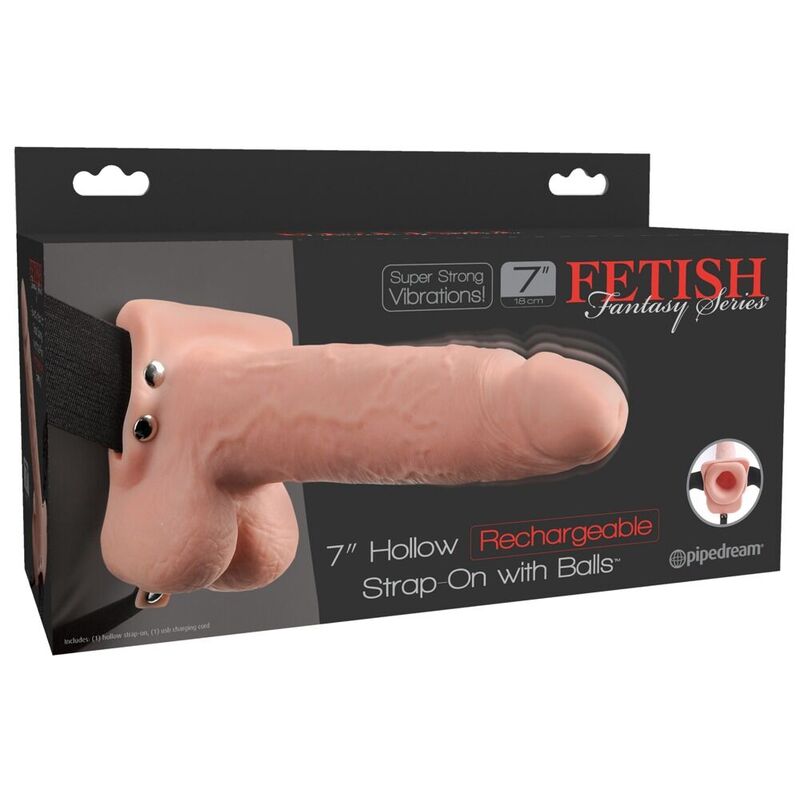 FETISH FANTASY SERIES  - STRAP-ON VIBRATÓRIO REALISTA COM BOLAS 17,8 CM
