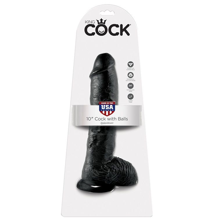 KING COCK - DILDO PRETO COM BOLAS 25.4 CM - Image 5