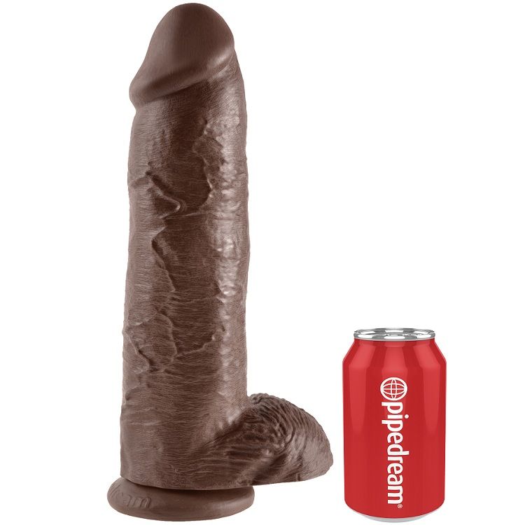 KING COCK - DILDO CASTANHO COM BOLAS 30.48 CM
