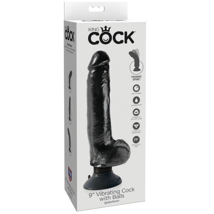 KING COCK - DILDO VIBRANTE COM TESTÍCULOS 23 CM PRETO - Image 2