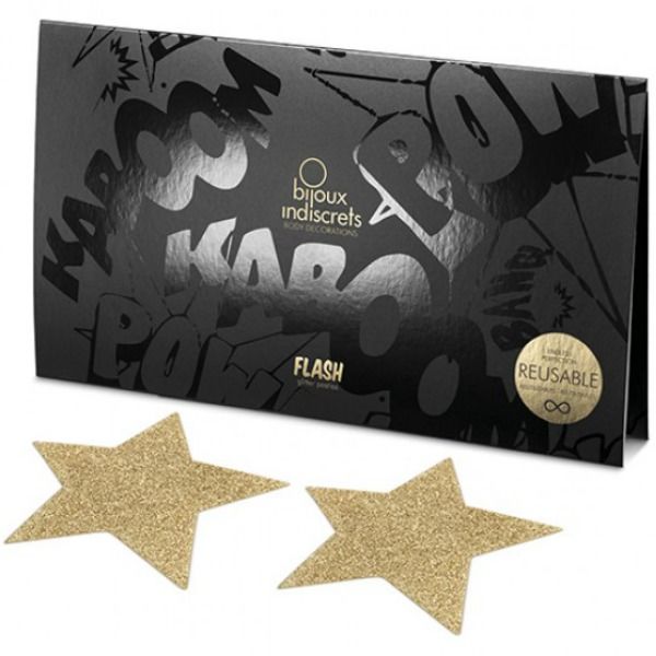 BIJOUX - INDISCRETS FLASH GOLDEN STAR NIPPLE COVERS - Image 4