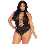 LEG AVENUE - FLORAL RENDA CROTHLESS TEDDY PLUS SIZE