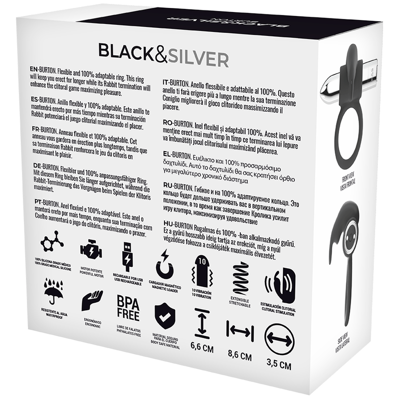 BLACKSILVER - ANEL RECARREGÁVEL BURTON 10 MODOS DE VIBRAÇÃO - Image 4